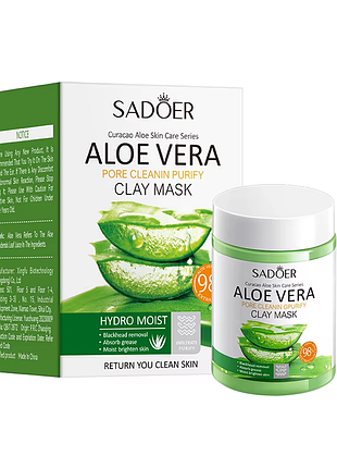Грязьова маска для обличчя sadoer curacao aloe vera для глибокого очищення пор 100 г