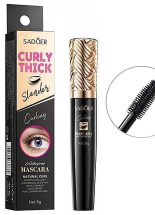 Туш для вій водостійка sadoer curly thick об'єм та підкручування 8 г