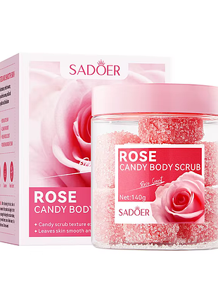 Скраб цукровий у кульках для тіла sadoer rose candy 140 г