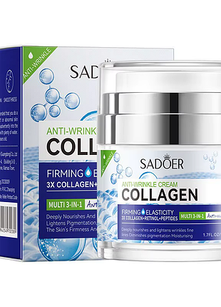 Крем для обличчя sadoer collagen anti-wrinkle зволожуючий проти зморшок 50 г