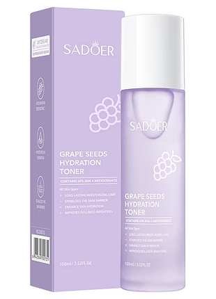 Тонер для обличчя sadoer grape seeds hydration зволожуючий 100 мл