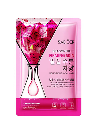 Тканинна маска для обличчя sadoer dragon fruit зволожуюча, зміцнююча 25 г