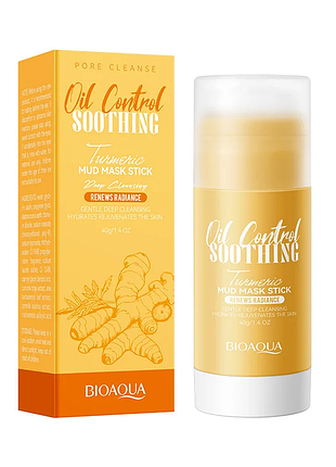Грязьова маска-стік bioaqua turmeric oil control з куркумою для проблемної шкіри, глибокого очищення 40 г