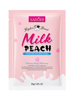 Тканинна маска для обличчя sadoer milk peach зволожуюча, живильна 30 г