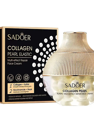 Антивіковий багатофункціональний крем для обличчя sadoer collagen pearl відновлюючий 70 г