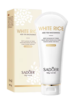 Пенка для умывания sadoer white rice nicotinamide осветляющая 100 г