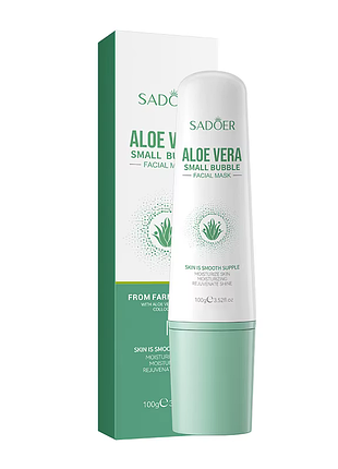 Глиняно-пузырчатая маска для лица sadoer aloe vera small bubble для очистки и сужения пор 100 г