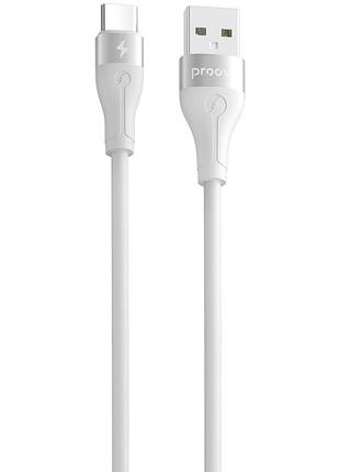 Кабель proove soft silicone usb to type-c 3a (1m) white