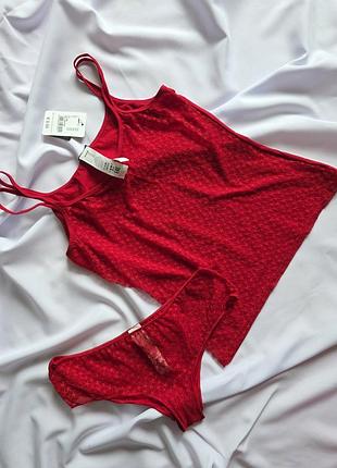 Пижама майка и трусики s m красный tezenis