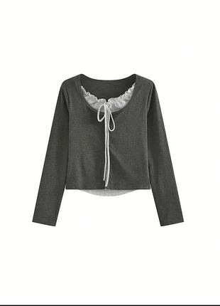 Кофта сіра в стилі y2k/coquette в розмірі s/xs, 100% віскоза