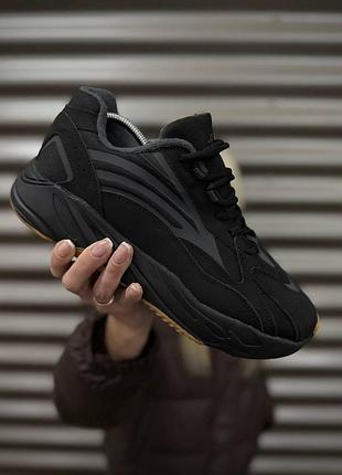 Термо кроссовки adidas yeezy boost 700 адидас изи буст 700 из cordura черные для мужчин осень зима