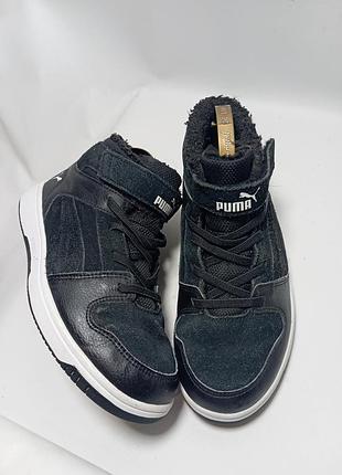 Теплые кроссовки, хайтопы, puma, черные