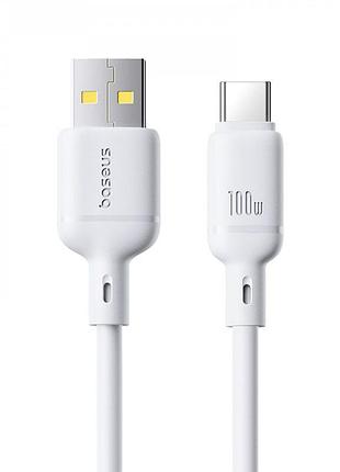 Кабель baseus silky series fast charging type-c 100w (1m) white