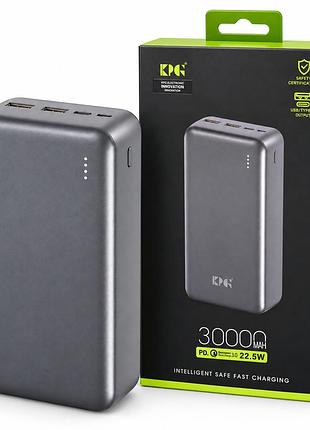 Повербанк kpg kp-33 30000 ма·ч, 22,5 вт, быстрая зарядка pd/qc 3.0, usb-c