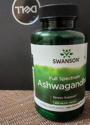Біологічно активні речовини swanson full spectrum ashwagandha stress support 450 mg 100 vegan capsules
