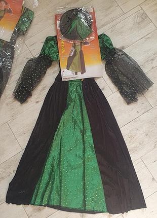 Детский карнавальный костюм ведьмы (goth maiden witch / sparkle witch) черного и зеленого цвета