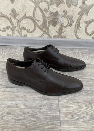 Чоловічі туфлі дербі boss hugo boss, коричневі, розмір 40 (uk 7), шкіра