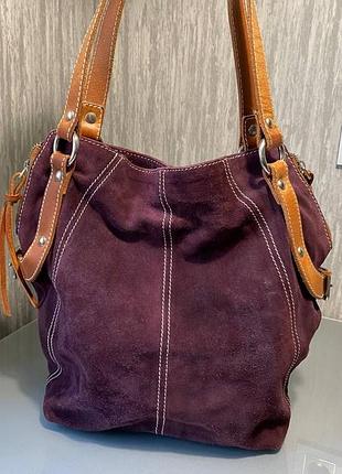 Hobbs made in italy — велика шкіряна сумка із замшею