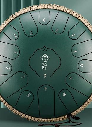 Глюкофон happy drum 15 нот, зелений камінь tongue drum музичний інструмент для медитації та релаксу