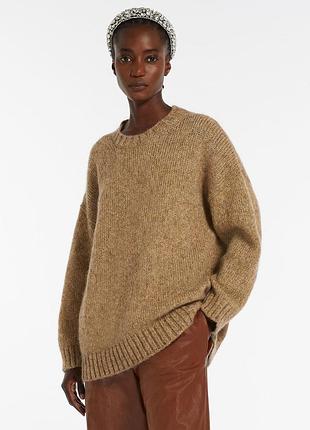 Вовняний светр weekend max mara gold antony бежевий светр оверсайз джемпер кемел подовженмй светр