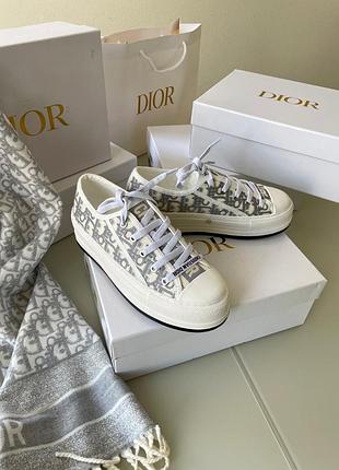 Кеди текстильні з резиновим носиком світло сірі dior