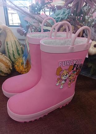 Розовые резиновые сапоги lupilu paw patrol щенячий патруль (скай и эверест) с ручками