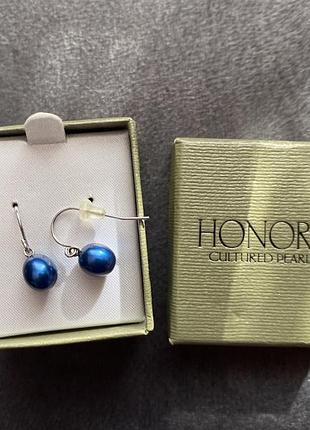 Нові срібні сережки з перлинами вінтаж honora pearls