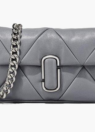 Сумка жіноча marc jacobs the puffy diamond quilted j marc shoulder bag сіра шкіряна