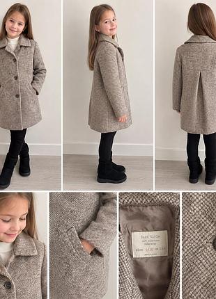 Пальто для дівчинки zara бежеве, утеплене синтепоном
