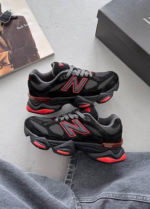 Стильные женские кроссовки new balance 9060 black/fire cracker