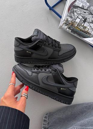 Стильные кроссовки nike dunk low gore-tex triple black 2