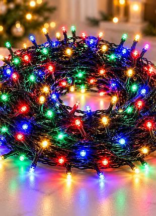 Гірлянда-нитка 50 м, 500 led, чорний пвх-провід мульті / гирлянда мерехтливе світло, різнокольорова, 220 в / led-декор