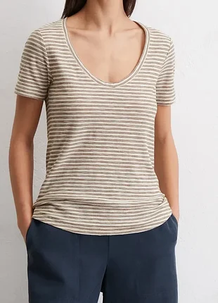 Жіноча футболка в смужку marc o'polo з органічної бавовни (100% organic cotton), xl
