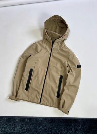 Jack &jones осіння бежево коричнева куртка софтшел чоловіча з середини фліс , капюшон