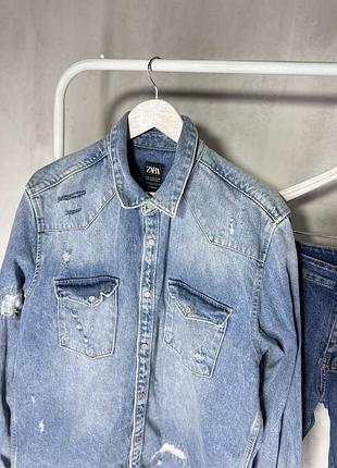 Сорочка джинсова zara pp xl маломірить 2