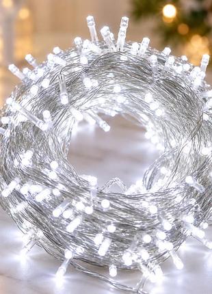 Светодиодная гирлянда 800 led 45 метров белая / гирлянда-нить / декоративное освещение 220 в