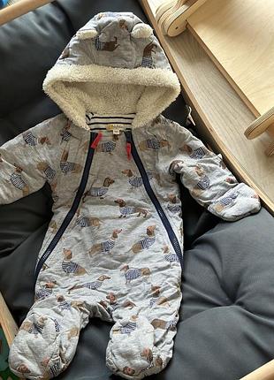 Зимовий комбінезон унісекс baby boden сірий з принтом собачок 3-6 місяців