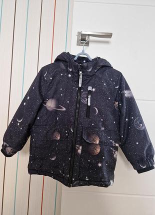 Куртка для хлопчика h&m зимова на флісі з принтом космосу 3-4 роки