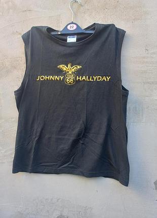 Винтажная майка johnny hallyday route 66, черный хлопок, xl