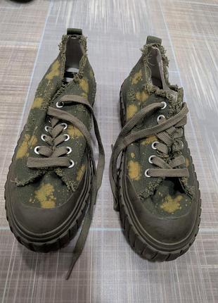 Женские кеды diesel s-hanami low x, 39 размер, хаки, на массивной подошве