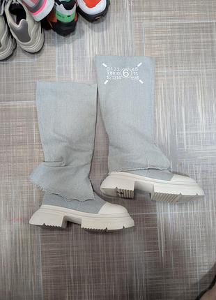 Женские дизайнерские сапоги mm6 maison margiela, 39 размер, серые