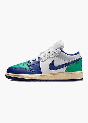 Кросівки жіночі air jordan 1 low big kids blue/green 553560-147
