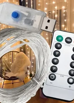 Світлодіодна кімнатна led usb гірлянда xmas "роса" з пультом управління тепле освітлення 3 м