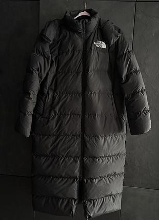 Пуховик жіночий the north face чорний довгий