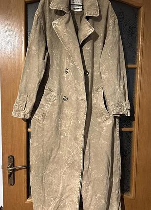 Плащ жіночий pull&bear джинсовий бежевий oversize