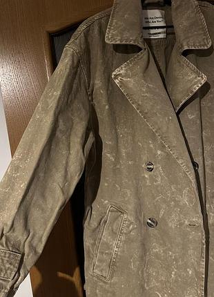 Плащ жіночий pull&bear джинсовий бежевий oversize 2