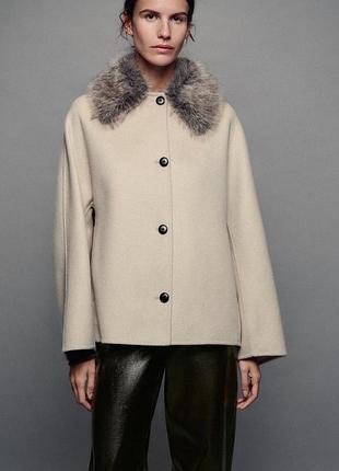 Куртка с шерстью и искусственным мехом zw collection