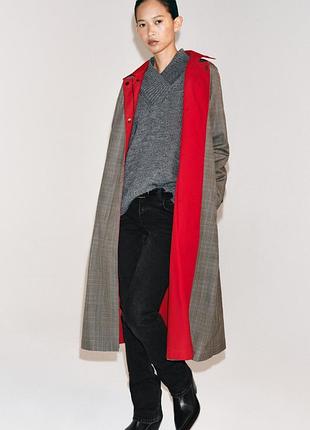 Длинный двусторонний тренч в клетку zw collection