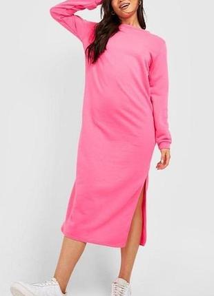 Boohoo из англии. теплое неоновое миди платье