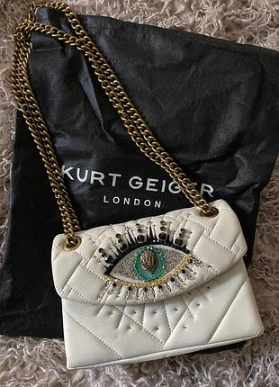 Сумка жіноча kurt geiger міні шкіряна світло-бежева